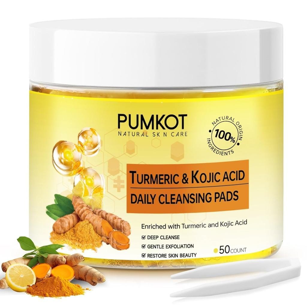 Turmeric Kojic Acid Cleansing Pads, Turmeric Face Scrub Pads Enriched with Kojic Acid, 50PCS