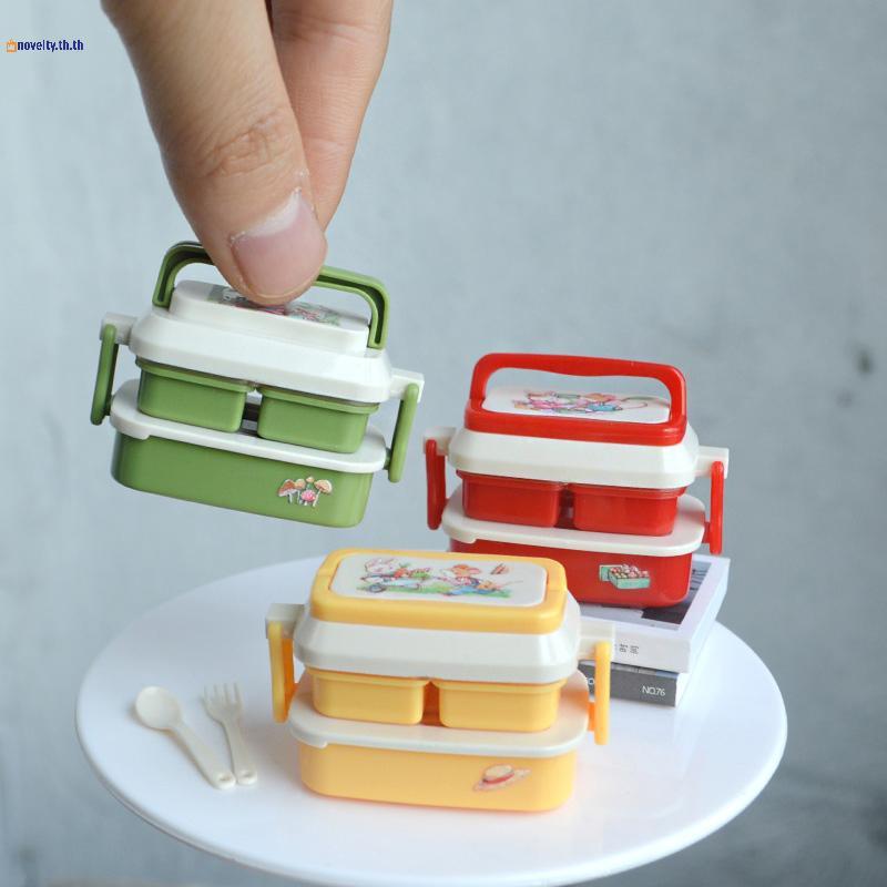 NLY 1/12 ตุ๊กตาจําลองกล่องอาหารกลางวันมือถือกล่องปิคนิคตุ๊กตา Home Mini Kitchen Tableware ตกแต่งแกล้