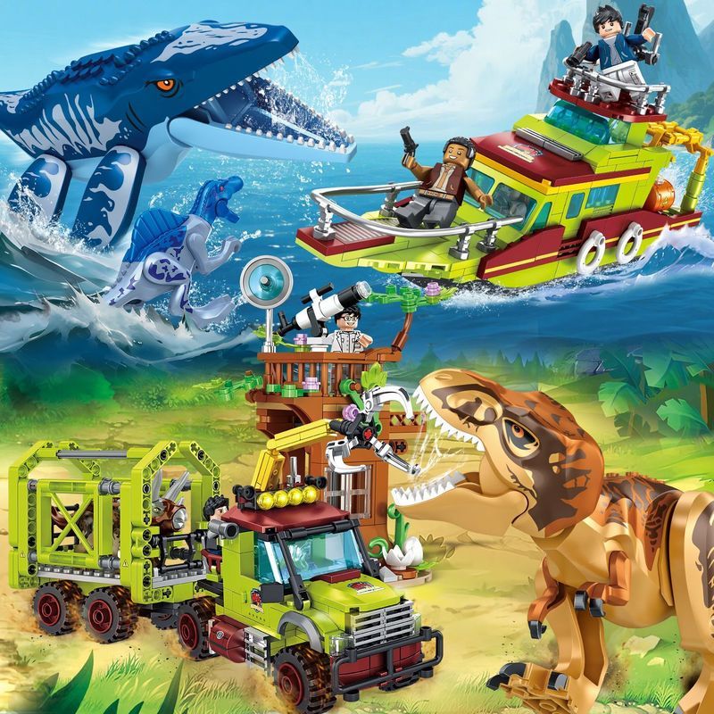 【พร้อมส่ง】ของเล่นไดโนเสาร์ ไดโนเสาร์ตัวใหญ่ ตัวต่อเลโก้ตัวใหญ่ เสื้อ เลโก้  jurassic world rebirthเข้ากันได้กับ Mosasaurus Jurassic Dinosaur Series Building Blocks World Park Tyrannosaurus Boy ประกอบของเล่นเด็ก