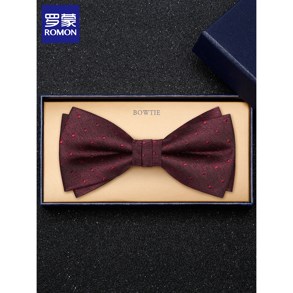 Lomon High-End Bow Tie งานแต่งงานผู้ชายเจ้าบ่าวเจ้าบ่าวงานแต่งงานสีแดง Bow Tie ชุดเสื้อ Bow Tie Bow 