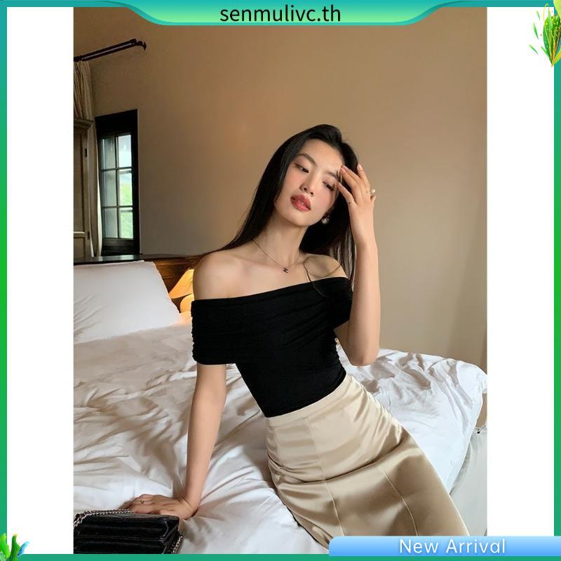 AIMER - Off Shoulder Ruched Top เสื้อปาดไหล่