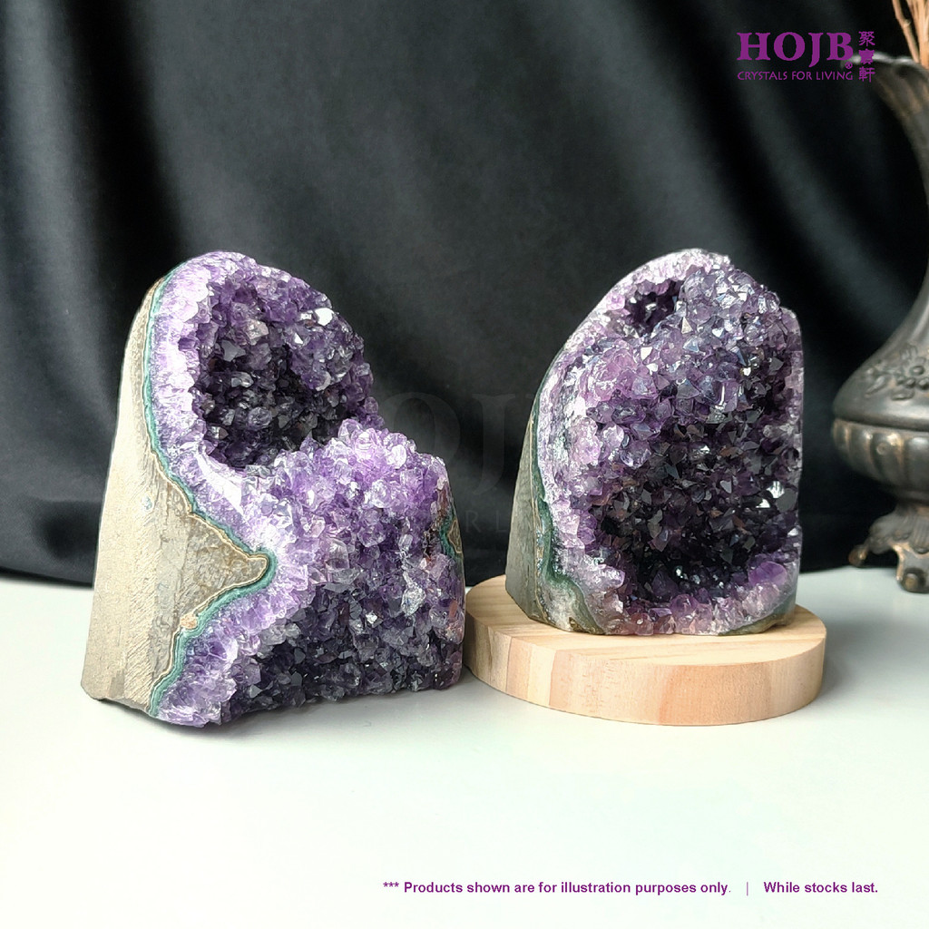 HOJB เกรดด้านบน Uruguya Amethyst 6AA แก้วคริสตัล Druze Stone 95-105 มม.สายสวนคริสตัลทุกวัน 6AA 风水财水果