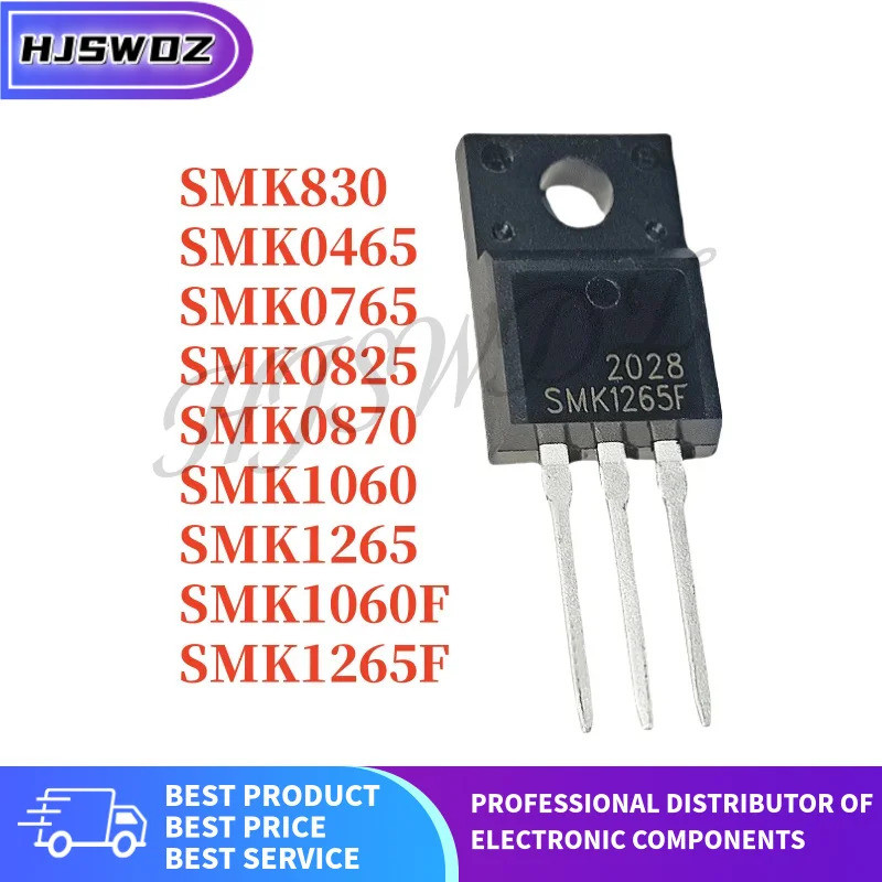 10PCS SMK0465 SMK0825 SMK1265 SMK0765 SMK1060 SMK0870 SMK1060F SMK830 SMK1265F TO-220F N-channel fie