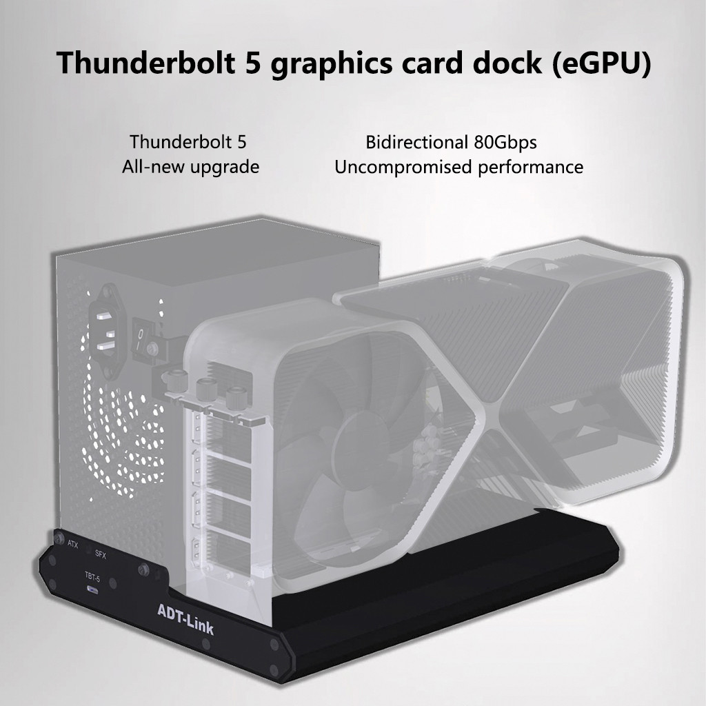 (ADT Link) Thunderbolt 5 Thunderbolt 5 กราฟิกการ์ด Docking Station เปิดตัวอลูมิเนียมทั้งหมด PCIe 4.0 80Gbps