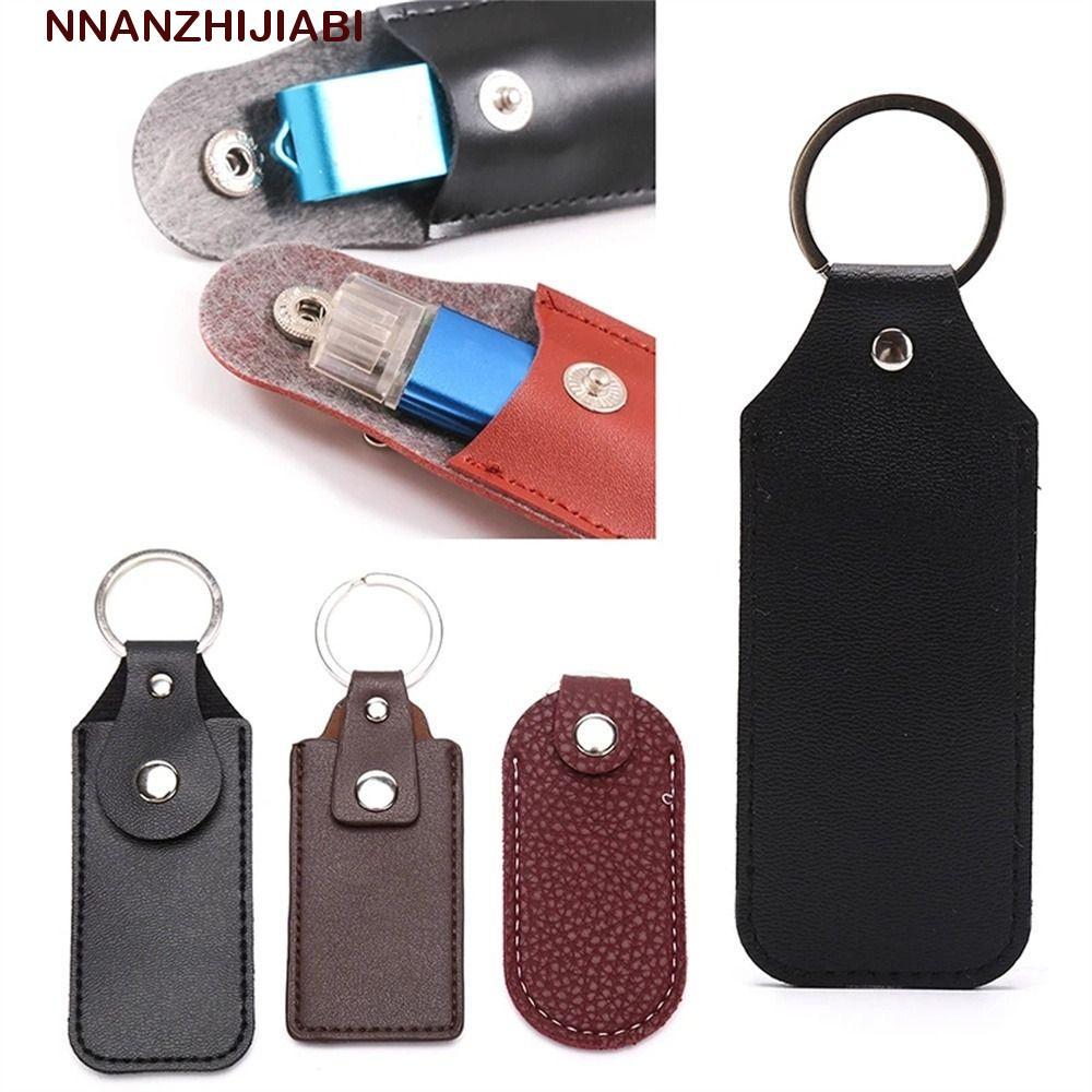 NANZHIJIABI USB แฟลชไดรฟ์กรณีสีดํากาแฟหนัง U Disk กระเป๋า U Disk ฝุ่น Anti-lost Key Holder แฟลชไดรฟ์