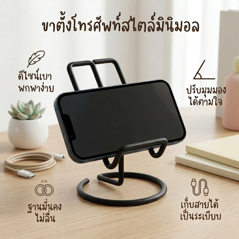 ขาตั้งโทรศัพท์ มินิมอลไม่ไหว เหล็กชุบสี แข็งแรง ที่วางโทรศัพท์