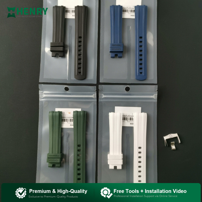 FKM Fluororubber & ใช้กับ OMEGA new seamaster 300 600 de ville สายนาฬิกา fluororubber soft 20mm 21mm