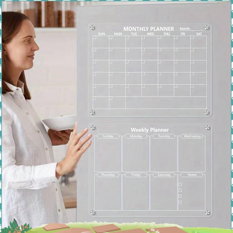 Uejfrdkuwg Magnetic Acrylic Calendar Board Markers & Magnetic Pen Holder สําหรับตู้เย็นตู้เย็นรายเดื