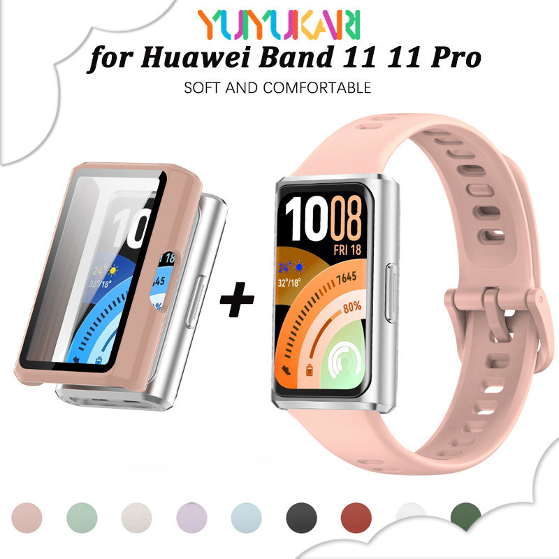 กรณีคอมพิวเตอร์ซิลิโคนสายรัดสำหรับ for Smartwatch Huawei Band 11/11 Pro สายยางป้องกันหน้าจอ อุปกรณ์เสริม