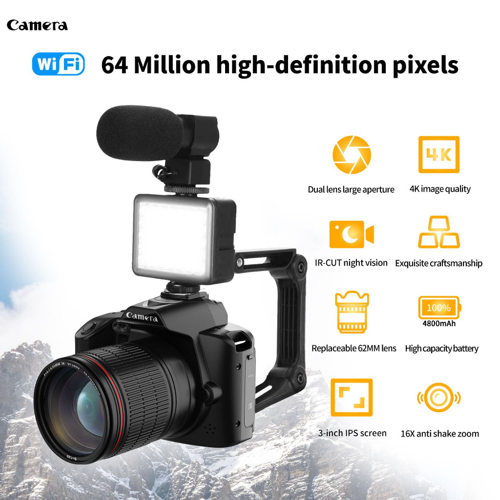 [สินค้าใหม่]กล้องบันทึกวิดีโอดิจิทัล 4K WIFI HD 16X สําหรับ Youtube Streaming Vlog