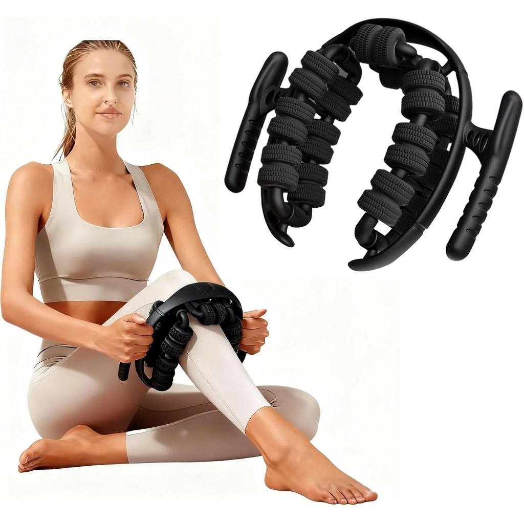 Massage Roller for Legs - Lymphatic Drainage Massager,28 Rollers Deep Tissue Muscle Leg Massagers for Leg Arm Tennis Elbow Muscle Relaxation (Black)