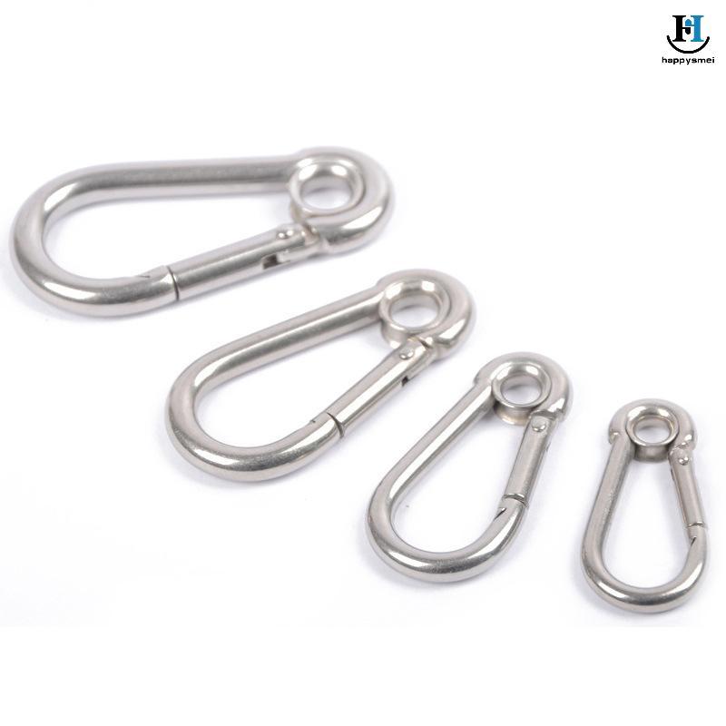[GA] M4 M5 M6 M7 M8 Stainless Steel Carabiner Carbine Snap Hook พร้อมตาไก่สปริง Bule Key Ring [TH]