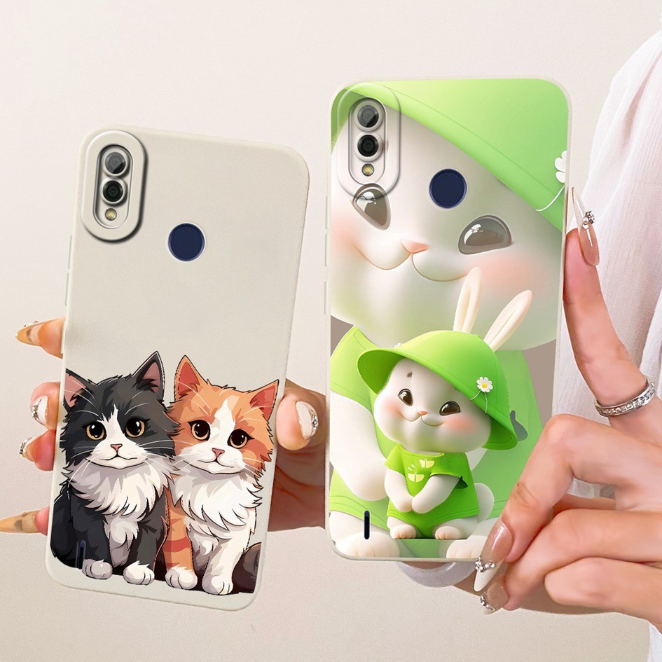 สําหรับ Itel P33 Plusปลอกใหม่สร้างสรรค์กระต่ายแมวการ์ตูนซิลิโคนอ่อนนุ่มกันกระแทกTPUปกหลังสําหรับItel