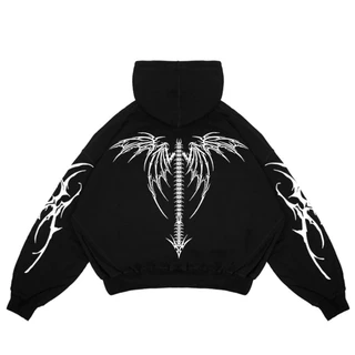 NEW GLGS | HOODIE DOUBLE ZIPPER BOXY | หงส์ดํา 120CM-3XL