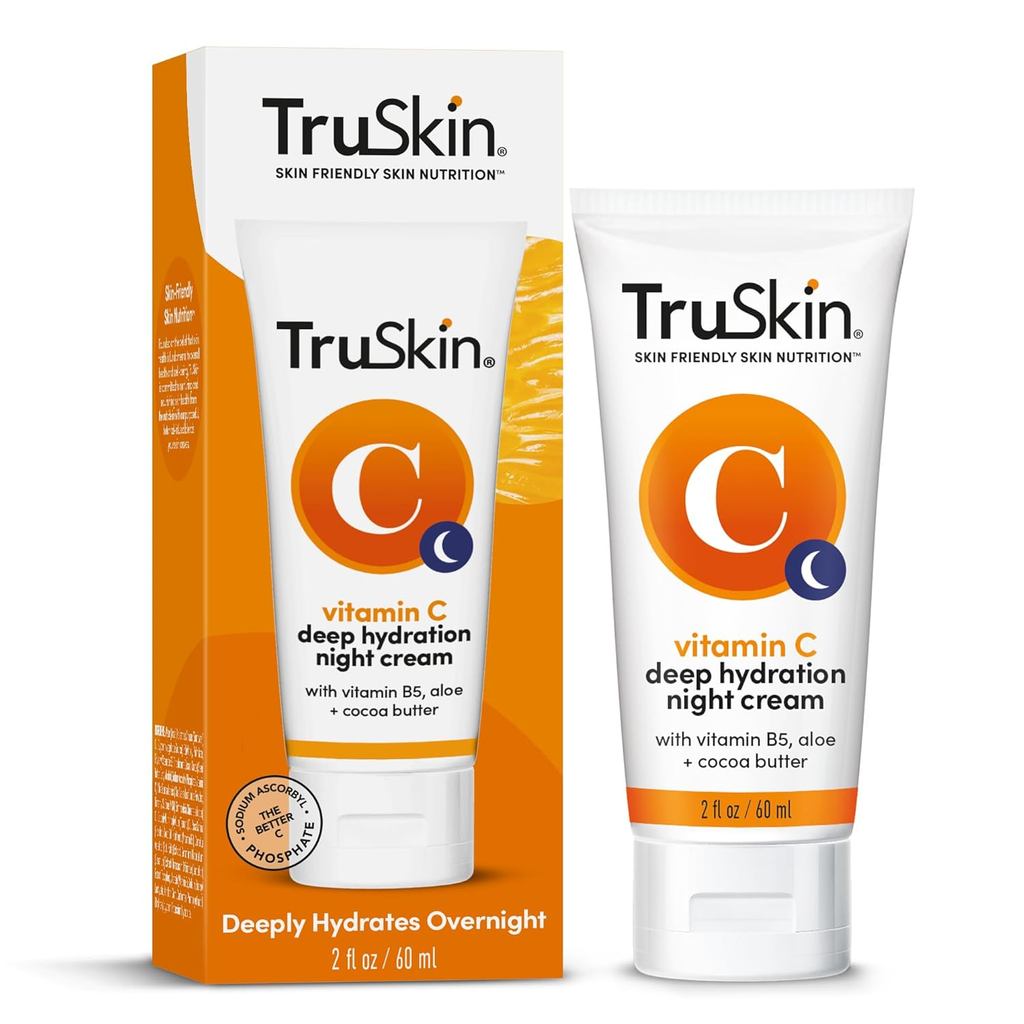 TruSkin Vitamin C Night Cream – คอลลาเจนธรรมชาติสําหรับรองรับผิวน้ํามันโกโก้ผสม, วิตามิน B5, น้ํามัน