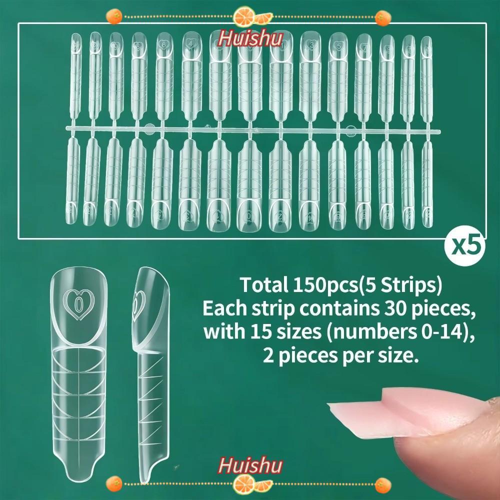 HUISHU 75/150Pcs เล็บ Extension Builder, 15 ขนาดพลาสติก Space เล็บรูปแบบ,นํากลับมาใช้ใหม่โปร่งใส Fre