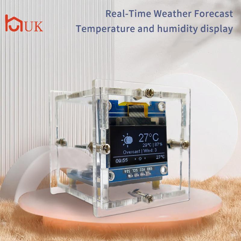 UK ESP8266 MINI Weather Clo WIFI Digital Clo DIY ชุดบัดกรีอิเล็กทรอนิกส์สถานีอากาศมัลติฟังก์ชั่น TH