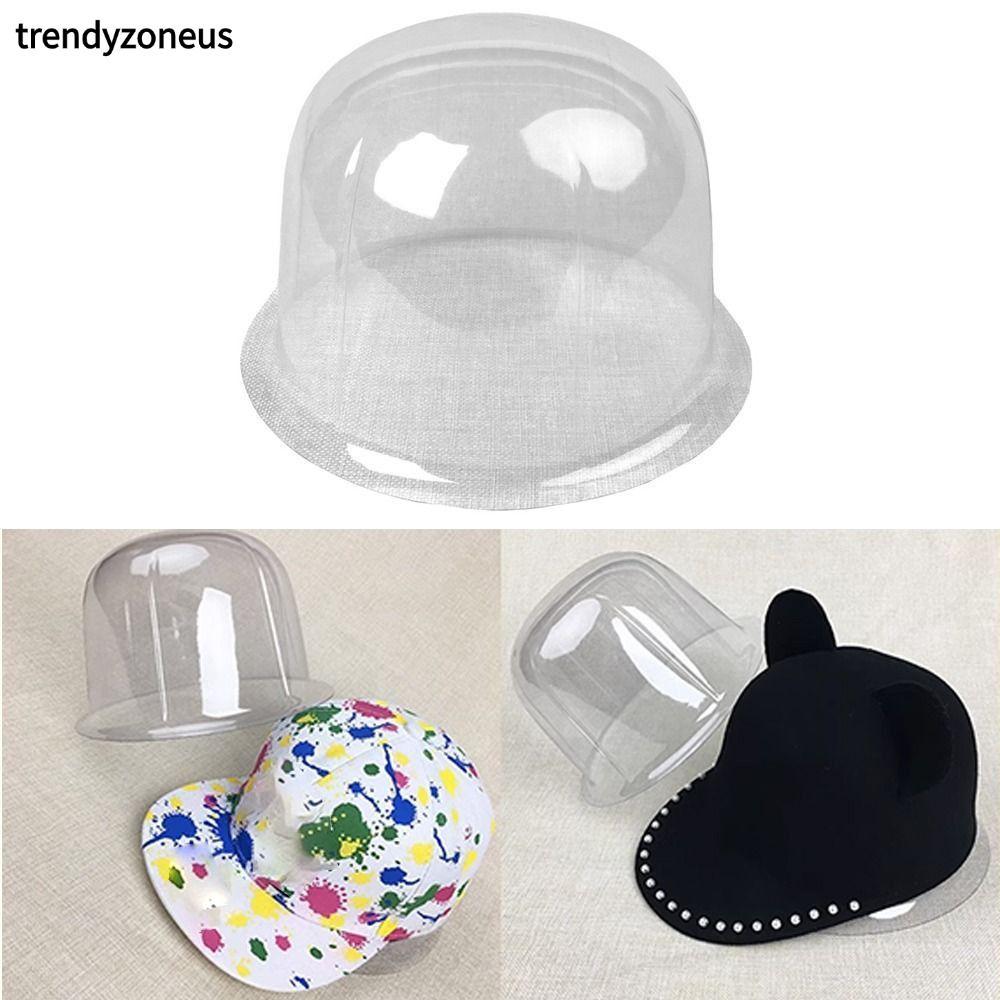 TRENDYZONEUS ถังหมวกเก็บ, PVC 50-57 ซม.เบสบอลหมวกชั้นวางจอแสดงผล, Brimless หมวกโปร่งใสด้านในสนับสนุนกล่องเก็บโต๊ะ