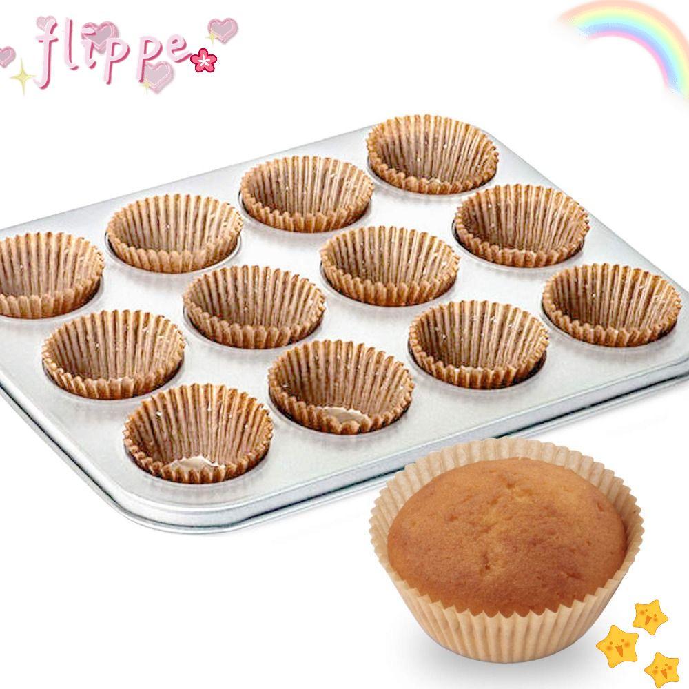 FIPE 100 ชิ้น Cupcake Liners, Non-stick Food-grade Muffin Liners,ที่มีสีสันกระดาษรองไขมันไม่ฟอกขาวถ้วยอบงานแต่งงาน