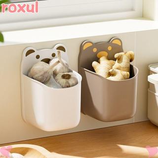ROXUL Wall Mounted Storage Box, Stationery Holder Cartoon Bear Desk Organizer, Creative No Drill Self Adhesive White Brown Organizer Rack Office School