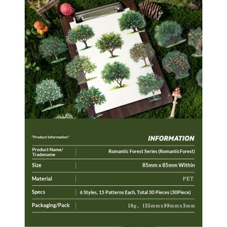 JIANWU โรแมนติกป่า Series Vintage Tree ภูมิทัศน์วัสดุ Collage Scrapbooking PET สติกเกอร์ Creative DIY Journal เครื่องเขียน