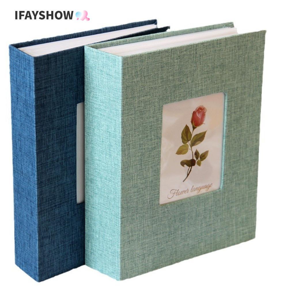 IFAYSHOW อัลบั้มสมุดภาพขนาดใหญ่, อัลบั้มภาพปกผ้าลินิน 4x6, 200 กระเป๋า DIY Writable Photo Storage เด็ก Growth