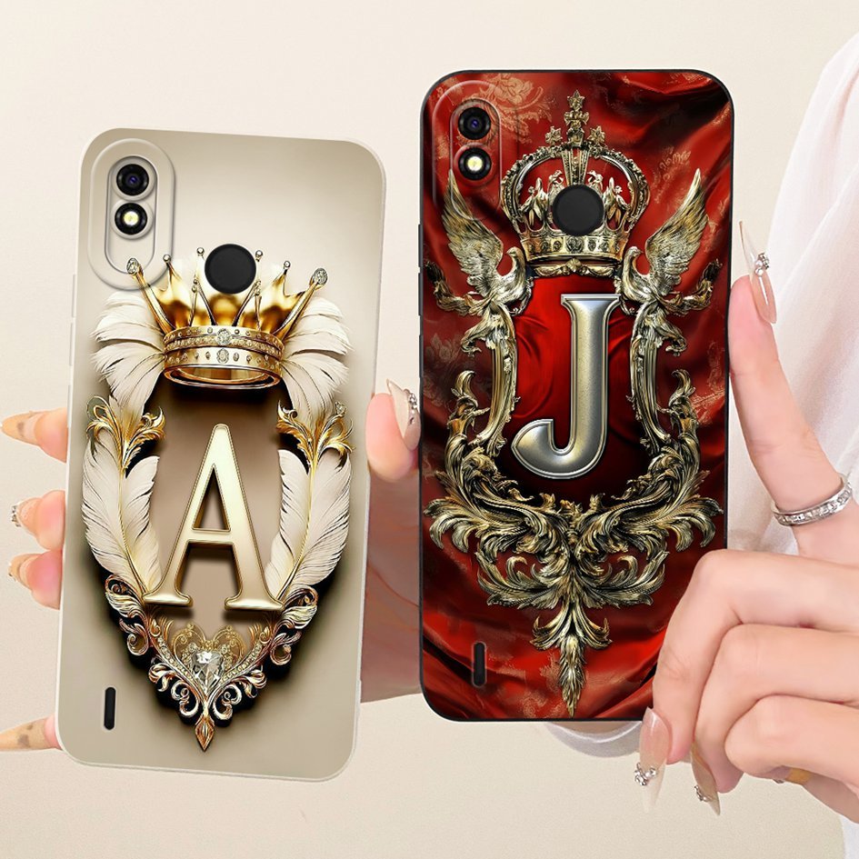สําหรับ Tecno Pop 2 Plus ปลอก BA2 RB8S Retro Crown ตัวอักษรซิลิโคนคู่เคสโทรศัพท์สําหรับ Tecno Pop2 P