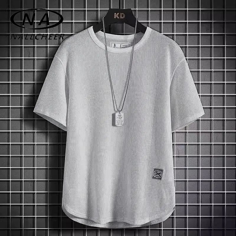 เสื้อยืดผู้ชายแขนสั้นแบบวาฟเฟิล สวมใส่ง่ายและระบายอากาศได้ดี