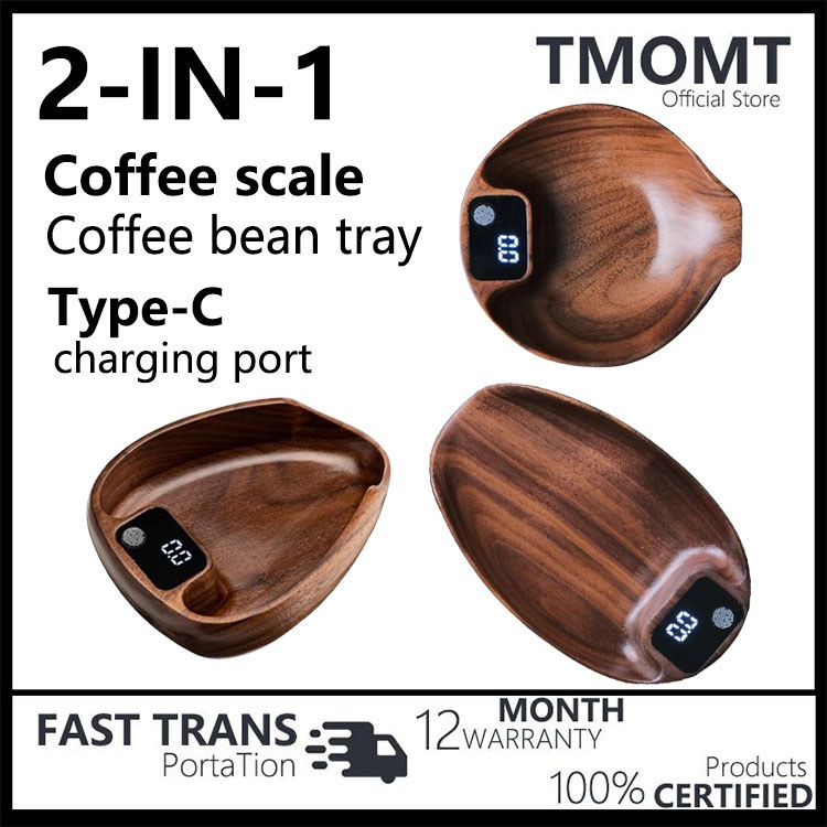 2IN1 coffee electronic scale walnut scale tray Italian coffee bean scale