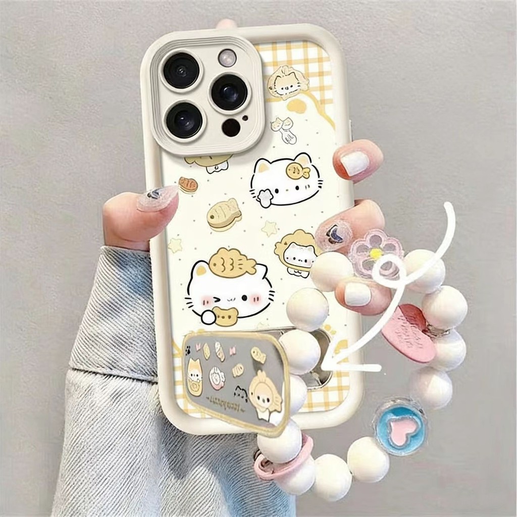 แมวน่ารักกระจกผู้ถือเคสโทรศัพท์พร้อมสายคล้องสําหรับ Honor Play 10 X6D X8D X5C X8B X7D X6C X9C X7C X5