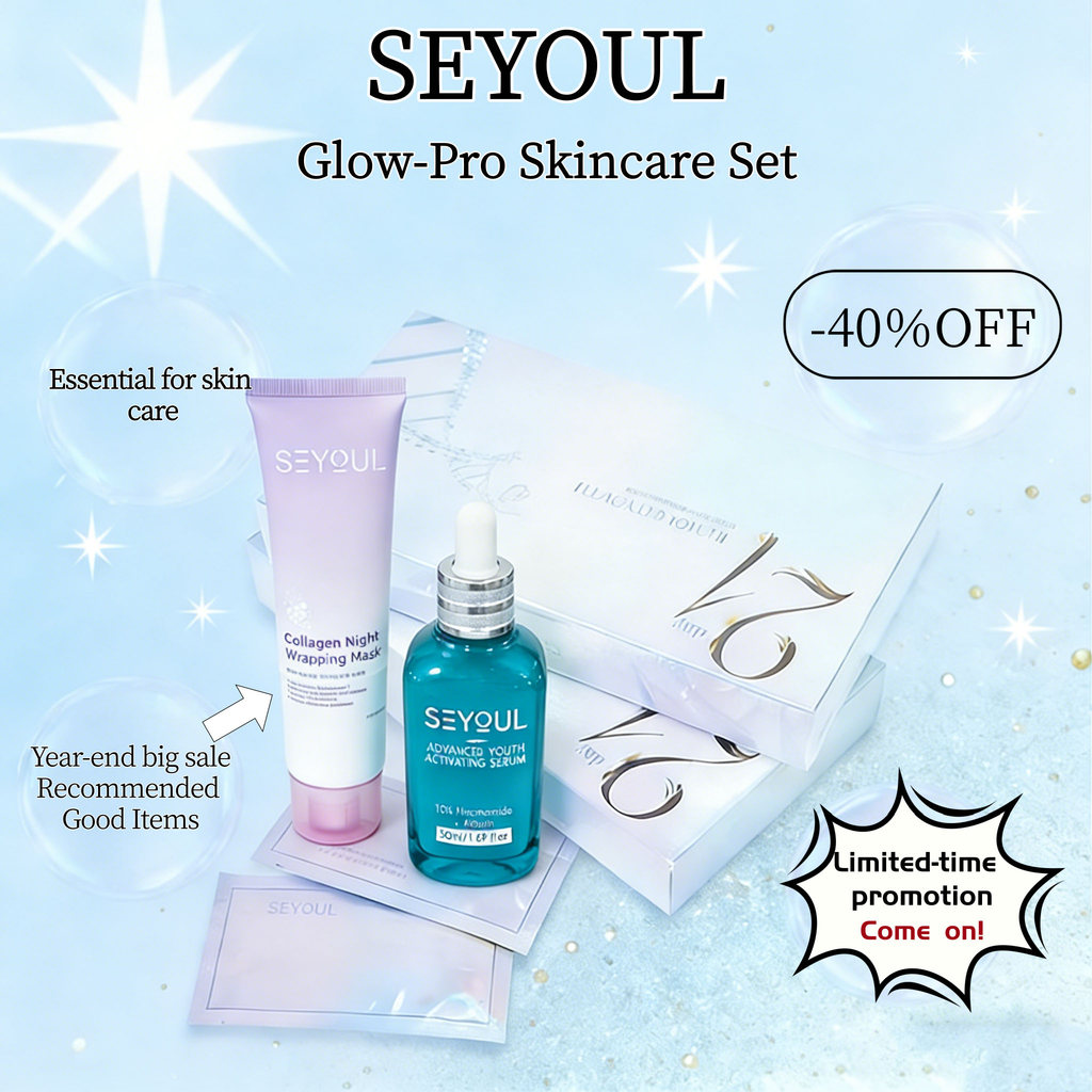 SEYOUL Glow-Pro Skincare Set Night Collagen Wrapping Mask+21-Day Essence - Brightening+Advanced Yout