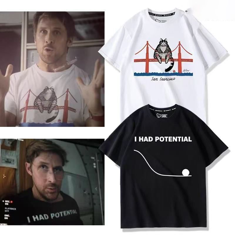 เสื้อยืดแขนสั้น Project Hail Mary ลายแมว สะพานซานฟรานซิสโก้ แฟชั่นฤดูร้อน สองเพศ