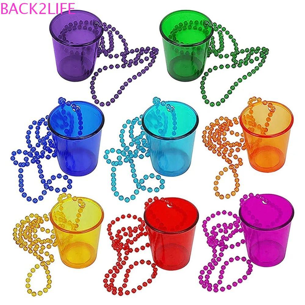 BACK2LIFE 5 ชิ้นแว่นตา Bachelorette Party Shot, แขวนสีสัน Shot Glass บนสร้อยคอลูกปัด, แบบพกพานํากลับ