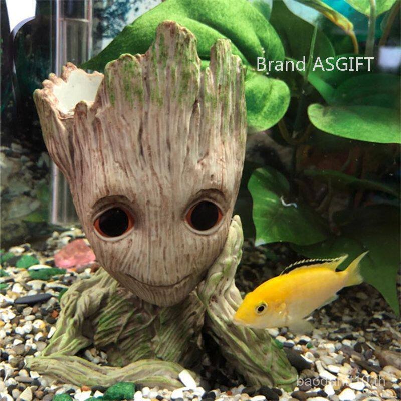 สินค้าใหม่ตกแต่งตู้ปลา Aquarium Groot Galaxy Guard Tree Man ผู้ถือปากกากระถางดอกไม้ขนาดเล็กเดสก์ท็อป