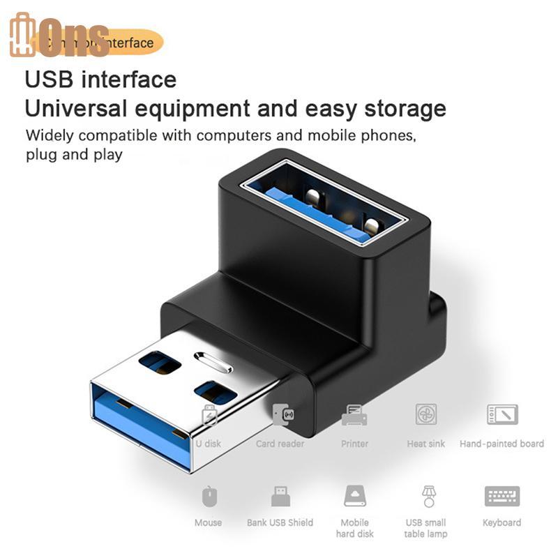ออนส์ 90° อะแดปเตอร์ USB-A 3.0 Male to USB-C ตัวแปลงมุมขวาสําหรับโทรศัพท์มือถือและคอมพิวเตอร์ที่