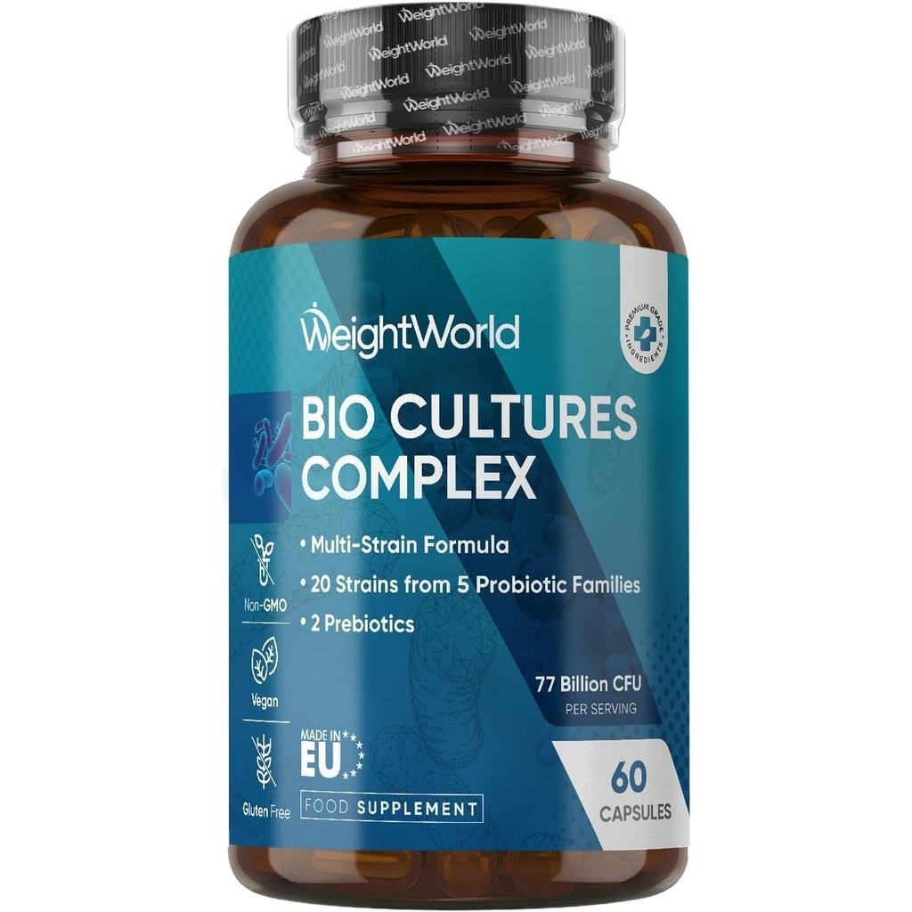 Bio Cultures Complex Probiotics and Prebiotics - 77 Billion CFU - 20 Live Cultures - 60 แคปซูล - สาย