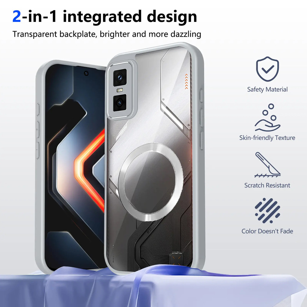 สําหรับ infinix GT 30 PRO โปร่งใส Matte Hard magnetic Case โปร่งใสป้องกัน Anti-drop เคสโทรศัพท์ TMMS001 – โปรปัง