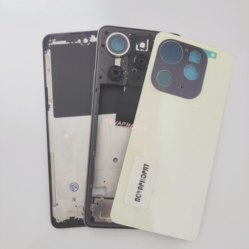 LCD Faceplate กรอบกลางสําหรับ Tecno Spark 20 Pro KJ6 แบตเตอรี่ฝาหลัง Full Housing ด้านข้างปุ่มสวิทช์