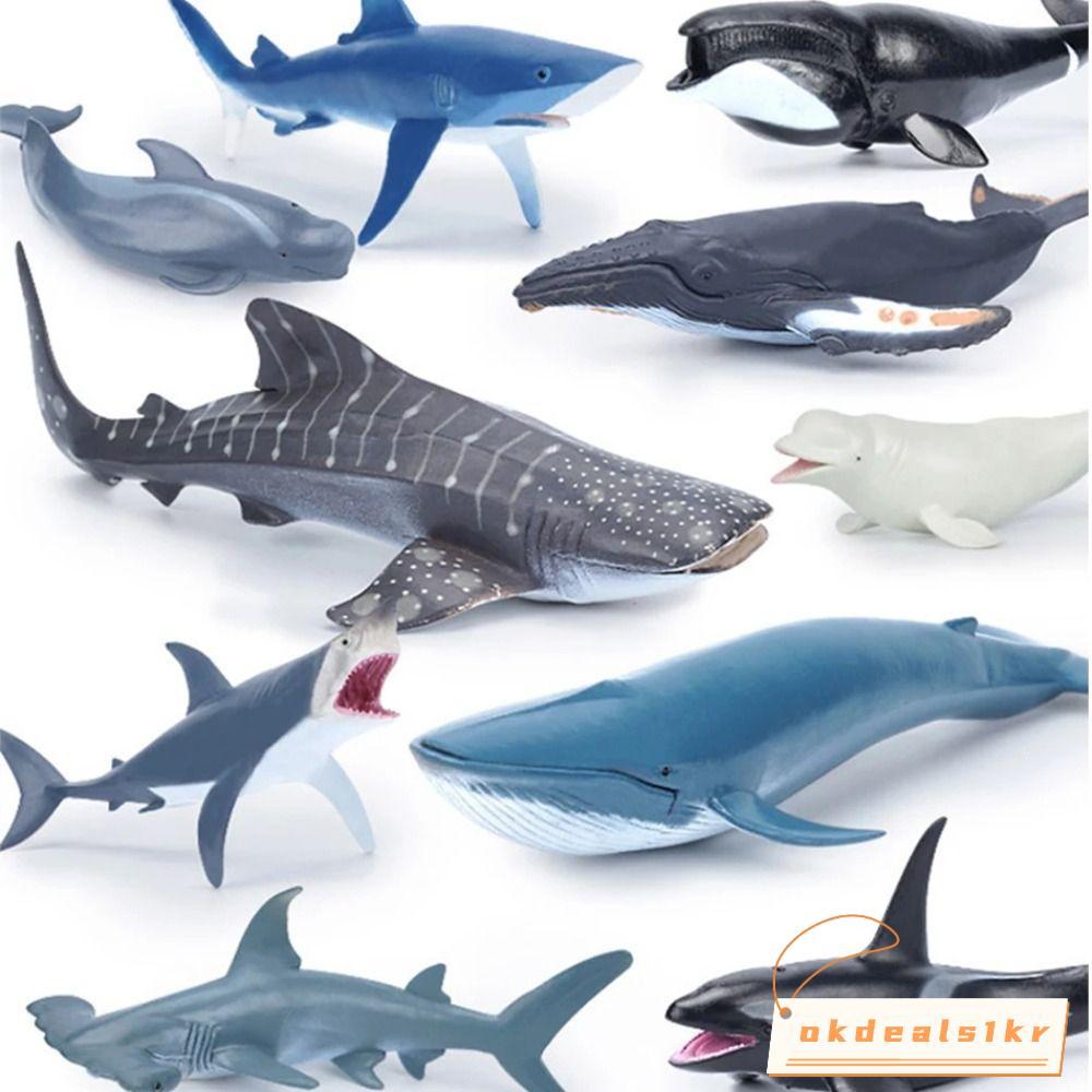 IOKDEALS1 ตุ๊กตาปลาวาฬ, PVC สัตว์จําลอง Sea Life, Shark Cachalot Marine สัตว์ของเล่นเพื่อการศึกษา Ocean Action Figures