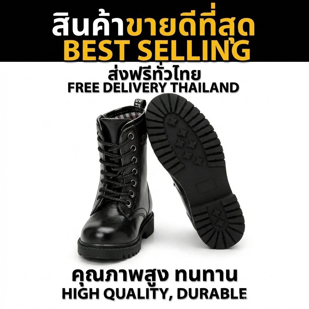 ⚡จัดส่งจากประเทศไทย⚡ รองเท้าบู๊ท Martin พื้นหนาสำหรับเด็กใหม่ การทดสอบซิป ลำลอง ขนาดใหญ่ รองเท้าหนังสีดำ~27-37