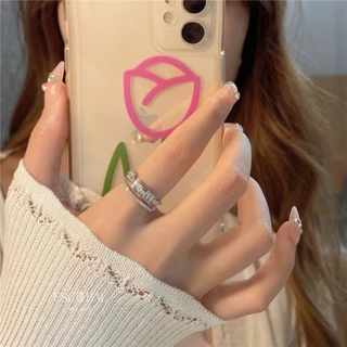 PLOYBRIL แหวนเงินแท้ NIGHT LIGHT แหวนปรับขนาด แหวนเพชร สไตล์ใหม่ ดีไซน์สุดหรู Valentine วาเลนไทน์ J034