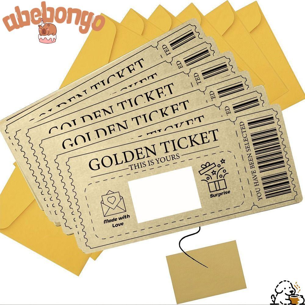 ABEBONGOTF Golden Ticket Scratch- Card, Raffle Concert Ticket, Scratch Ticket Party Favor with Envel