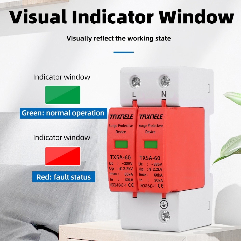 Taxnele AC SPD Din rail 20KA 40KA 60KA 2P 385V House Lightning Surge Protector แรงดันไฟฟ้าต่ํา Arrester ราคา ถูกที่สุด ดีลบีเคเค แกลเลอรีภาพที่ 4