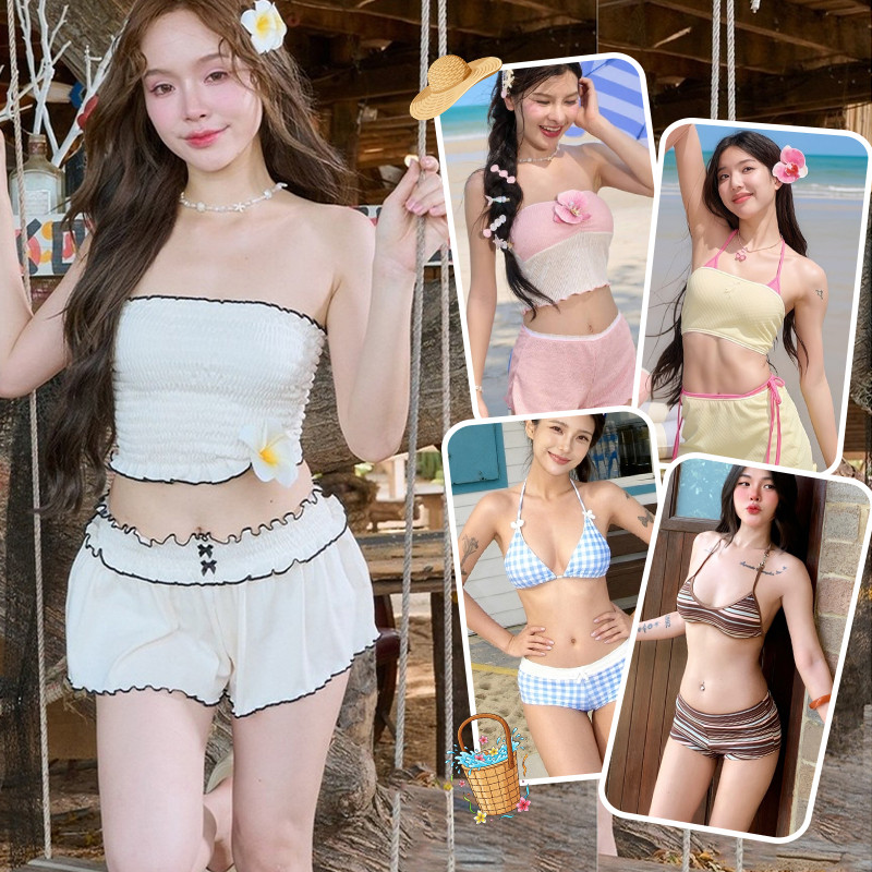 Basic swimsuit ชุดว่ายน้ำผู้หญิง ชุดว่ายน้ำแฟชั่น ทูพีช น่ารัก มีหลายแบบให้เลือก เนื้อผ้าใส่สบาย ส่งจากไทย