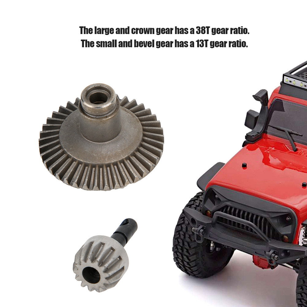 Ssrroo RC Gear 38T/13T เหล็กมงกุฎด้านหน้าและด้านหลังเข้ากันได้กับโมเดลรถ SCX10