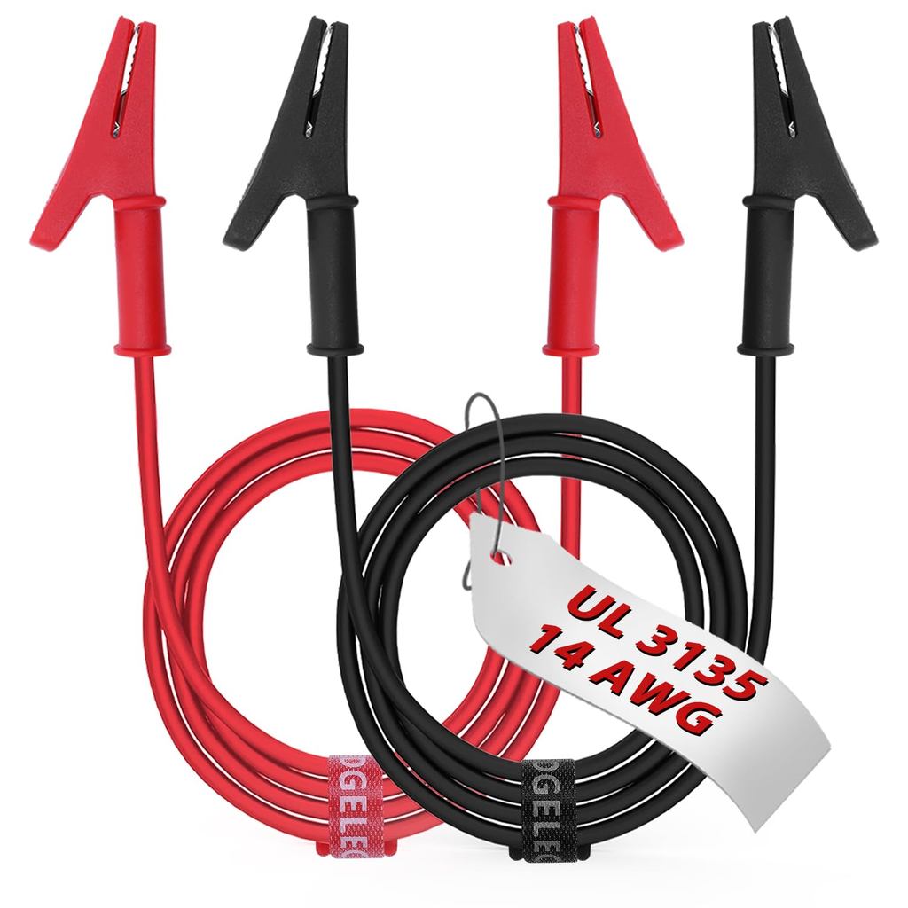 14 วัด 2 ชิ้น/3.3Ft คลิปจระเข้ไฟฟ้าพร้อมสายไฟ UL3135, Heavy Duty ซิลิโคนทดสอบตะกั่วชุดจัมเปอร์สายไฟช