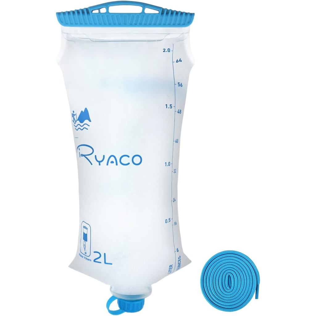 RYACO ถุงน้ำ 2L วัสดุ TPU พับได้ ใช้กับเครื่องกรองน้ำ Sawyer เหมาะสำหรับการแคมปิ้งและHIKING