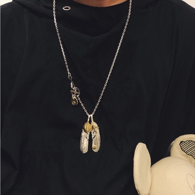 GORO'S s925 Sterling Silver Seiko Indian Handmade Feather Tolerant Chain Necklace Pendant