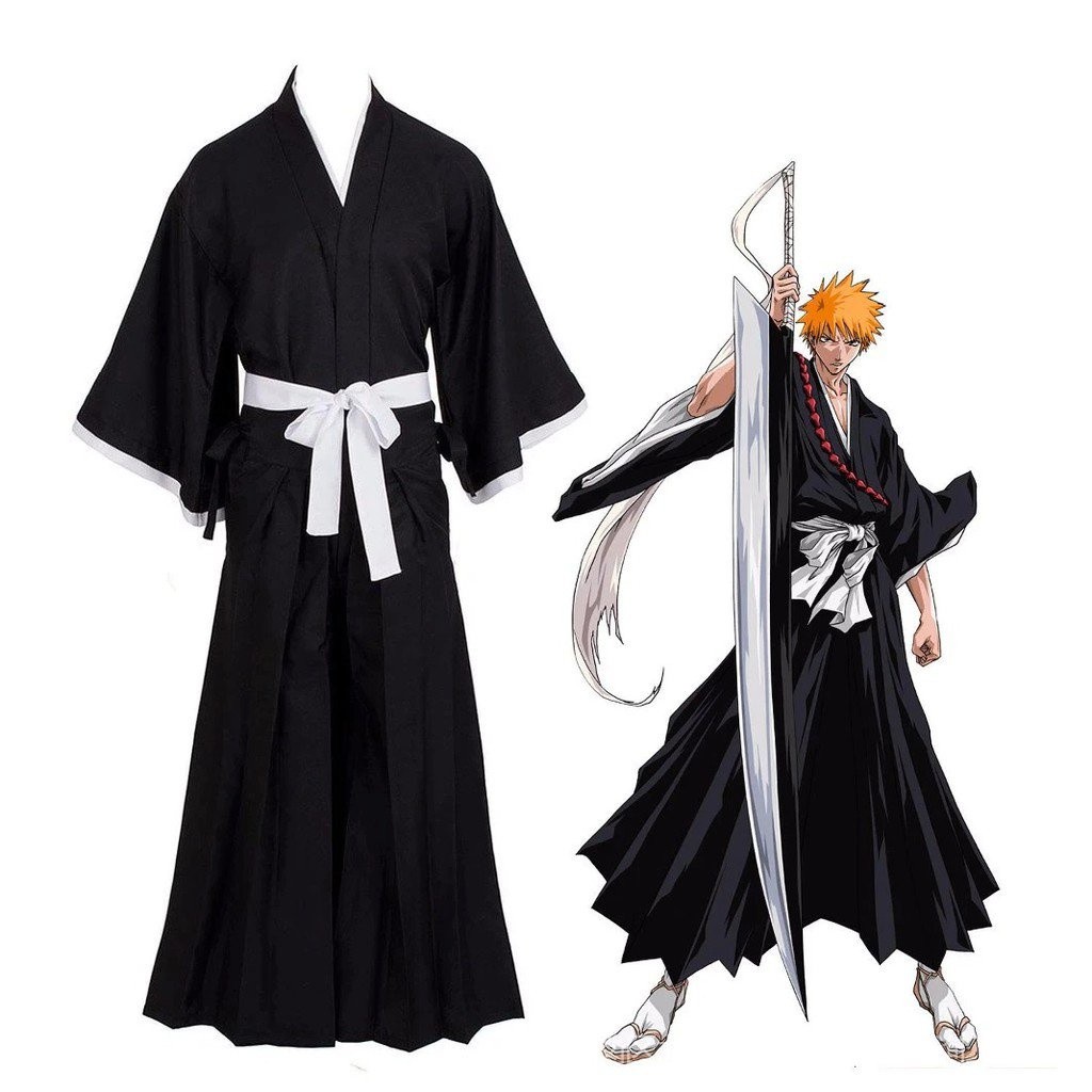 15H ชุดกิโมโนคอสเพลย์ Bleach Kurosaki Ichigo สไตล์ญี่ปุ่นดั้งเดิม สําหรับผู้ใหญ่