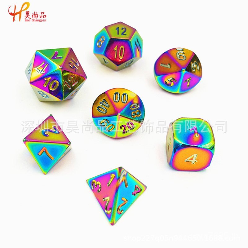 โลหะผสม D6 โลหะ d20 Cthulhu ลูกเต๋าชุดโลหะลูกเต๋าที่มีสีสันเคลือบลูกเต๋าวิ่งกลุ่ม ASNI